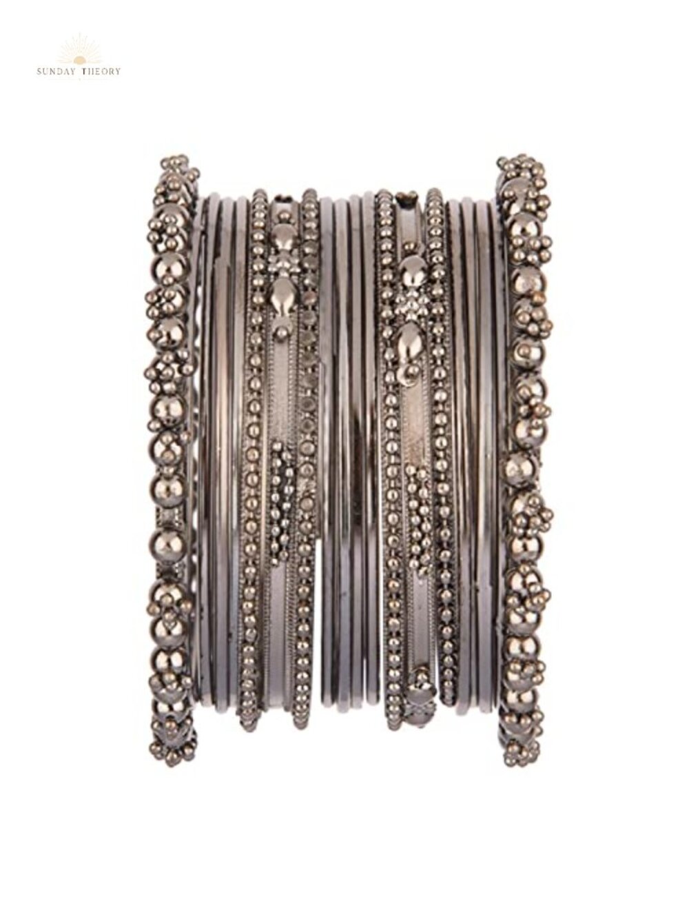 Vintage Oxidized Indian Bangle Set 20pc Alloy Slip On Traditional Jewelry